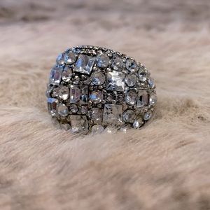 Sterling Silver crystal extra large ring